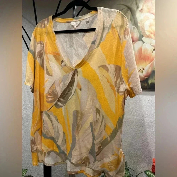 Ted Baker Pera Linen-Blend T-Shirt Women's size 5 - Picture 5 of 13